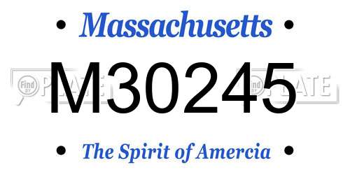 M30245 Massachusetts License Plate