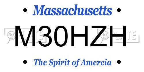 M30HZH Massachusetts License Plate