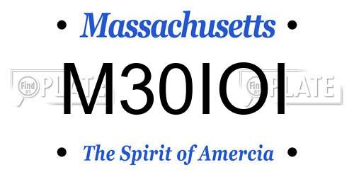 M30IOI Massachusetts License Plate