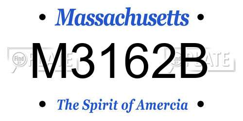 M3162B Massachusetts License Plate