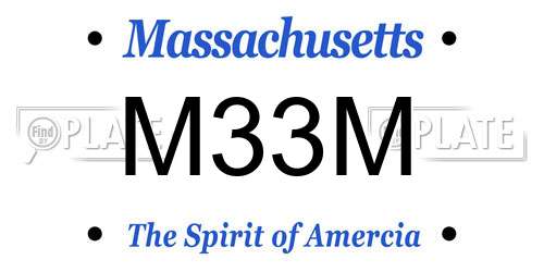 M33M Massachusetts License Plate