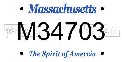 M34703 Massachusetts License Plate