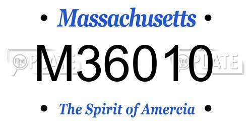M36010 Massachusetts License Plate