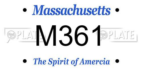 M361 Massachusetts License Plate