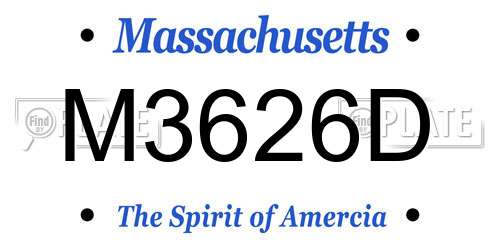 M3626D Massachusetts License Plate