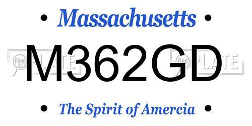 M362GD Massachusetts License Plate