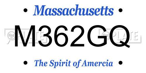M362GQ Massachusetts License Plate