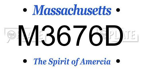 M3676D Massachusetts License Plate