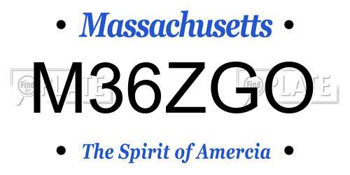 M36ZGO Massachusetts License Plate