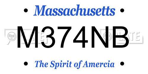 M374NB Massachusetts License Plate