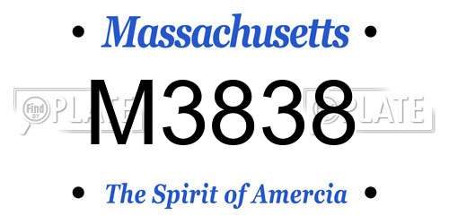 M3838 Massachusetts License Plate