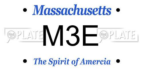 M3E Massachusetts License Plate