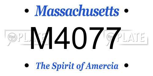 M4077 Massachusetts License Plate