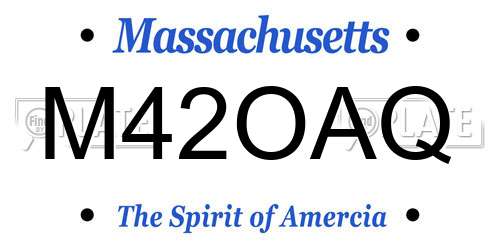 M42OAQ Massachusetts License Plate