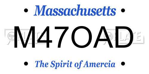 M47OAD Massachusetts License Plate