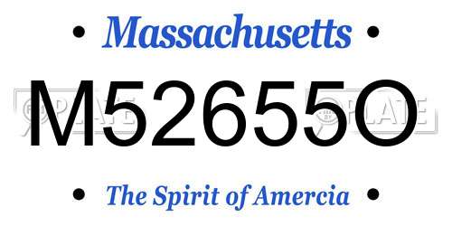 M52655O Massachusetts License Plate