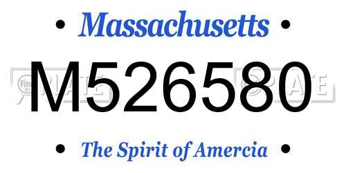 M526580 Massachusetts License Plate