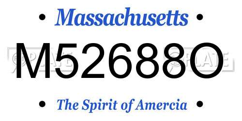 M52688O Massachusetts License Plate