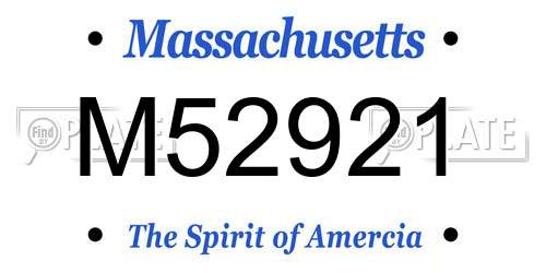 M52921 Massachusetts License Plate