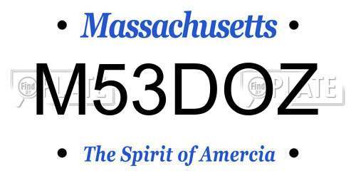 M53DOZ Massachusetts License Plate