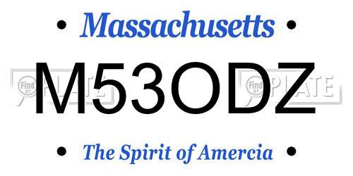 M53ODZ Massachusetts License Plate