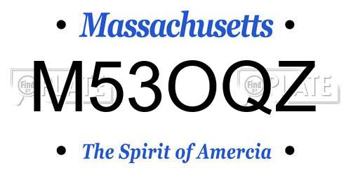 M53OQZ Massachusetts License Plate