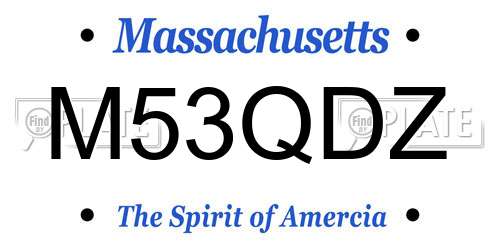 M53QDZ Massachusetts License Plate