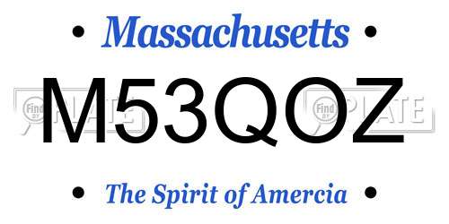 M53QOZ Massachusetts License Plate