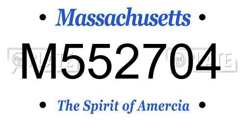 M552704 Massachusetts License Plate