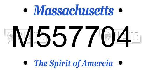 M557704 Massachusetts License Plate