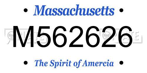 M562626 Massachusetts License Plate