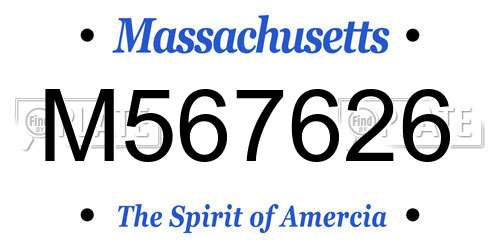M567626 Massachusetts License Plate