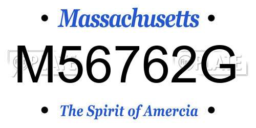 M56762G Massachusetts License Plate