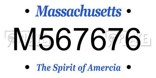 M567676 Massachusetts License Plate