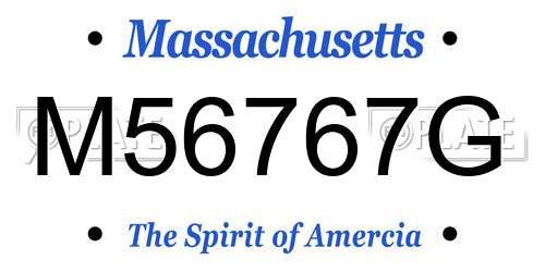 M56767G Massachusetts License Plate