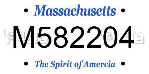 M582204 Massachusetts License Plate