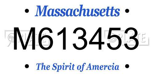 M613453 Massachusetts License Plate