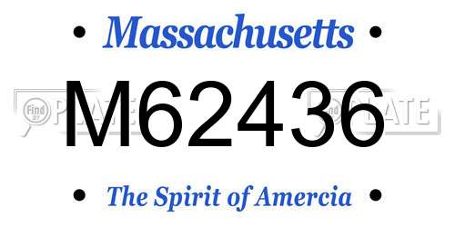 M62436 Massachusetts License Plate