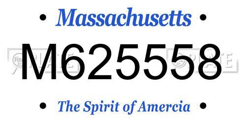 M625558 Massachusetts License Plate