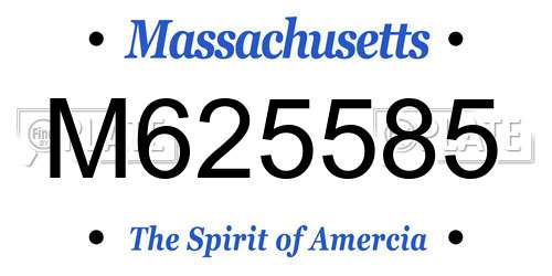 M625585 Massachusetts License Plate