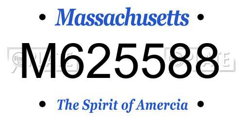 M625588 Massachusetts License Plate