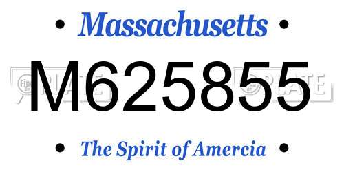 M625855 Massachusetts License Plate