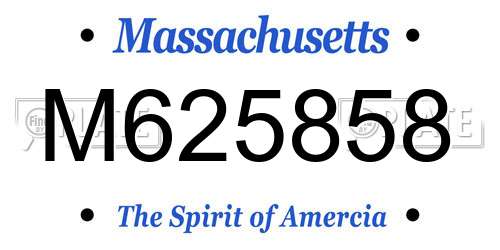 M625858 Massachusetts License Plate