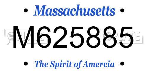 M625885 Massachusetts License Plate