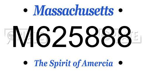 M625888 Massachusetts License Plate
