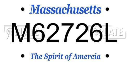 M62726L Massachusetts License Plate