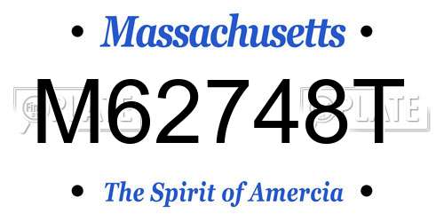 M62748T Massachusetts License Plate