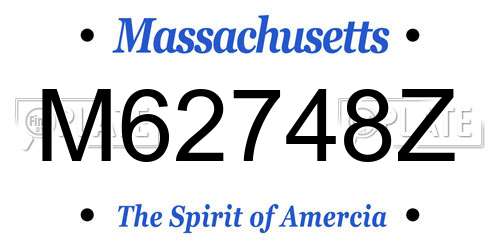 M62748Z Massachusetts License Plate