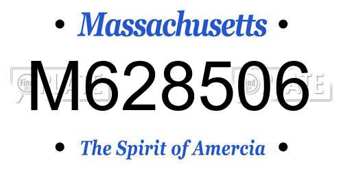 M628506 Massachusetts License Plate