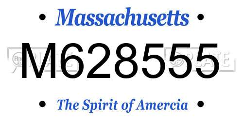 M628555 Massachusetts License Plate